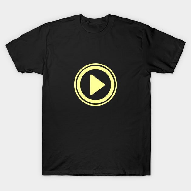 Yellow Play button. Just click me, please! T-Shirt by Rabarbar